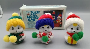 Vintage Set of 3 Snow Bells Snowmen Christmas Porcelain Bells Ornaments Original - Picture 1 of 8