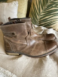 Bed Stu Burst Botines Cuero Marrón Cremallera Lateral Hombres Talla 11 Desgastados Puntera Cuadrada - Imagen 1 de 10
