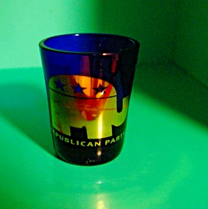 VTG Seal of The President / Republican Party Elephant Blue Shot Glass Gold Trim - Picture 1 of 4