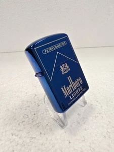 NON ZIPPO Lighter MARLBORO LIGHTS CIGARETTE PACK Design SAPPHIRE BLUE NEW - Picture 1 of 8