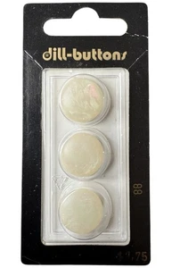 Buttons Ivory Iridescent 5/8" Faux Opal Round Shank 3-Pk Vntg Dill 88 Germany - Picture 1 of 6