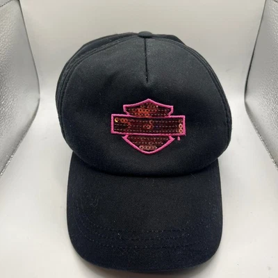 Gorra Harley Davidson Negra Lentejuelas Rosa Logo Bordado Moto Foto 1 de 4