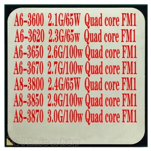 AMD A6-3600 A6-3620 A6-3650 A6-3670 A8-3800 A8-3850 A8-3870 CPU Processor - Picture 1 of 3