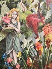 Oil Painting Garden Art Landscape Fairy Statue Flowers & Plants Artist Signed