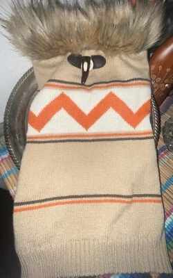 Suéter/chaqueta para mascotas clima frío con cuello de piel sintética talla mediana Foto 1 de 4