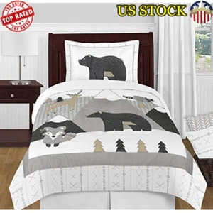 Boho Mountain Animal Twin Bedding Comforter Set 4pc Kids Bedroom Decoration New - Picture 1 of 4