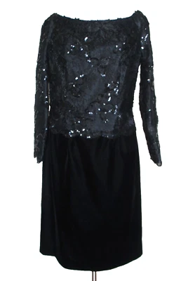 Vestido Escada Couture Negro Talla 40 Mujer Top de Encaje Terciopelo Falda Cóctel Foto 1 de 4
