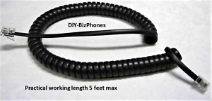 5-Pack Lot Nortel Charcoal Handset Cord T-Series Norstar Phone T7316e Curly 9Ft