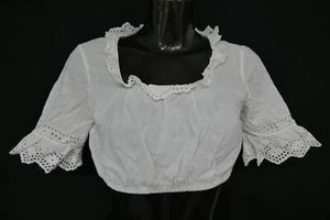 Gr.40 Dirndlbluse weiß Bluse für Dirndl Amann Baumwolle mit Spitze B11001 - Bild 1 von 4
