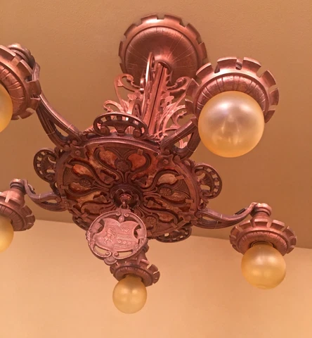 Vintage Lighting 1920s copper finish THISTLE ceiling fixture by Lightolier Cover