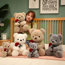 New Plush Lovely Hug Roses Teddy Bear Pillow Stuffed Soft Animal Dolls Toys Gift