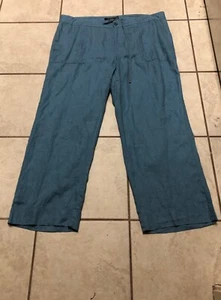 NWT WOMANS 18W LAUREN RALPH LAUREN DRAWSTRING AZURE LINEN WIDE LEG PANTS $125 - Picture 1 of 9