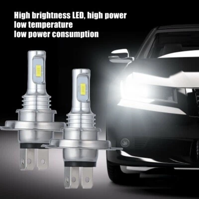 2Pcs Car High Low Beam Fog light Superbright Bulb H4 Led Xenon Lamp White 6000K - Image 1 of 4