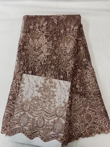 Neue Designs afrikanischer Spitzenstoff bestickt mit Pailletten Hochzeit Abend 5 Meter - Bild 1 von 7