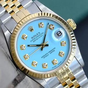 Rolex Datejust Ladies Midsize Watch 18KY Gold Stainless Steel Blue Dial 31mm - Picture 1 of 19