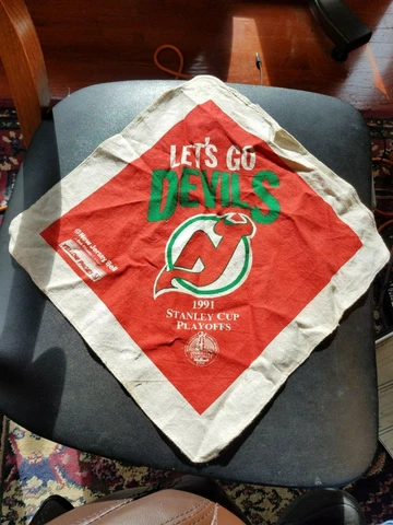 Vintage 1991 NJ New Jersey Let's Go Devils Stanley Cup Playoffs Towel 13.5X13.5" Cover