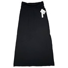 Joey B Women SMALL Solid Black Maxi Skirt A-Line Casual Elastic Waist Pull On