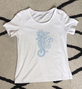 T-Shirt Coral Bay M blau Seepferdchen mit Strass - Bild 1 von 5