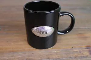 Ganz 3D Football/NFL Coffee/Tea Cup/Mug Black Chrome Silver Embossed Ceramic - Picture 1 of 2