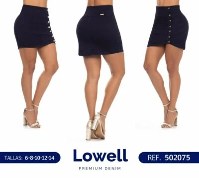 FALDA LOWELL JEANS COLOMBIANOS COLOMBIANOS PUSH UP FALDA LEVANTA COLA LEVANTAMIENTO DE GLÚTEOS - Imagen 1 de 3