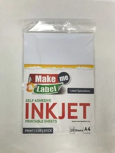 10 A4 White Self-adhesive Matte INKJET Photo Paper Sheets Stickers 115 GSM - Picture 1 of 5