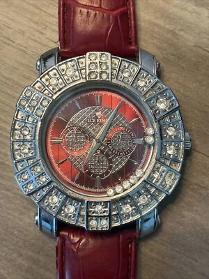 Reloj Ice King Hombre Cuero Rojo Estrás Foto 1 de 4