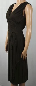 Vestido Ralph Lauren hasta la rodilla marrón plisado sin mangas nuevo con etiquetas $179 - Imagen 1 de 1