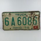 Vintage Ohio OH License Plate 1974 TRUCK No. 6 A 6086 Craft Decor Green White