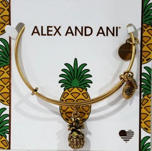 Alex and Ani Pineapple Bracelet 3D Charm Adorned With Swarovski Crystal Bangle - Picture 1 of 3