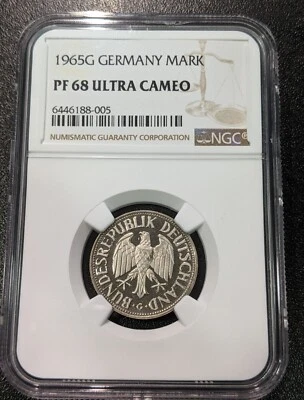 1965 G PF68 Ultra Cameo Germany Proof 1 Mark UNC NGC KM 110 Federal Republic - Image 1 of 2