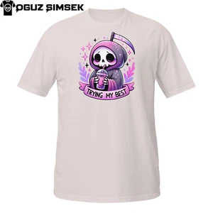 Trying My Best Sensenmann T-Shirt | Süß Pastell Skelett Dunkler Humor Tee - Bild 1 von 33