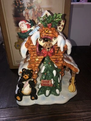 Grandeur Noel Iluminada Cerámica Casa de Vacaciones Cabaña de Pesca 2002 Navidad BONITA Foto 1 de 4