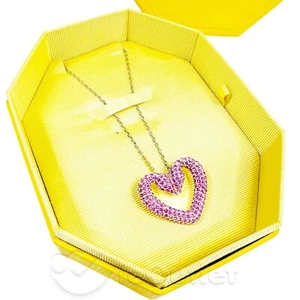 NUOVA SWAROVSKI Sublima Cuore Cigno Rodiato Una Rosa Collana Ciondolo Cuore - Foto 1 di 5