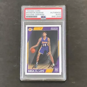 2016-17 NBA Hoops #262 Brandon Ingram Signed Card AUTO PSA Slabbed RC Lakers - Picture 1 of 2