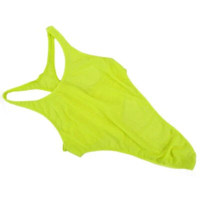 R428 Y стринги боди эластичный высокий вырез гонщик назад блестящий атлас / пузырьковая сетка - Изображение 1 из 4