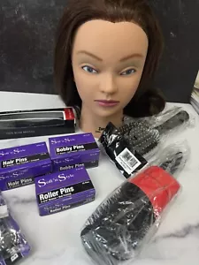 Burmax Zoey 18" Female 100% Human Hair Mannequin Head with Brushes - Picture 1 of 3