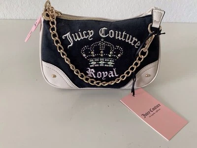 Juicy Couture Juicy Kingdom Mini Wristlet Purse Bag Velvet Liquorice White NEW - Image 1 of 4