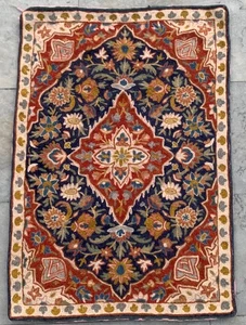 Alfombra Aubusson estilo francés vintage alfombra hecha a mano alfombra puntada de cadena 2x3 pies envío gratuito - Imagen 1 de 10