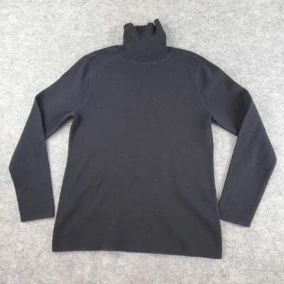Chico's Sweatshirt Womens Size 2 Black Turtleneck Long Sleeve Knitted Stretch - Image 1 of 4