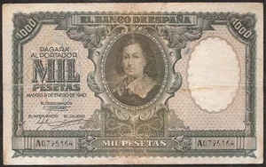 SPAIN  1000 Pesetas  1940  P:120  VF  El Banco de Espana - Picture 1 of 2