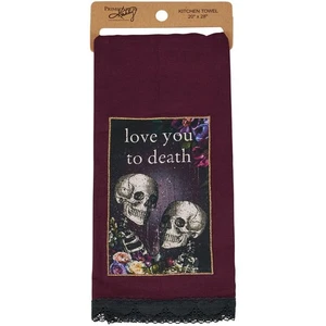Love You To Death Skeleton Kitchen Towel - Picture 1 of 4