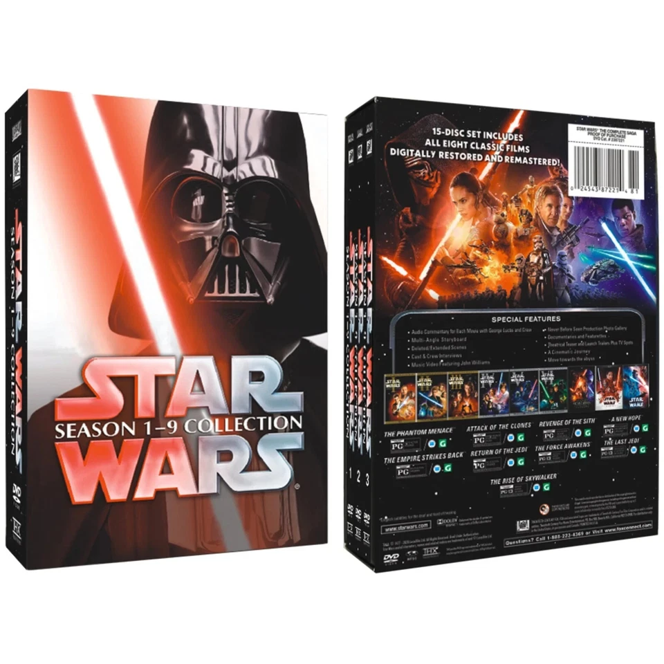 Star Wars Season 1-9 15-Disc DVD Complete 9 Movie Collection Saga New - Image 1 of 1
