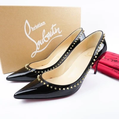 Zapatos de salón Christian Louboutin tachuelas charol negro EU36.5 US6.5 auténticos Foto 1 de 4