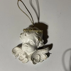 Vintage SCIOTO Keramik perlmutt Baby Engel Gesicht weiß glasiertes Porzellan 1987 - Bild 1 von 5