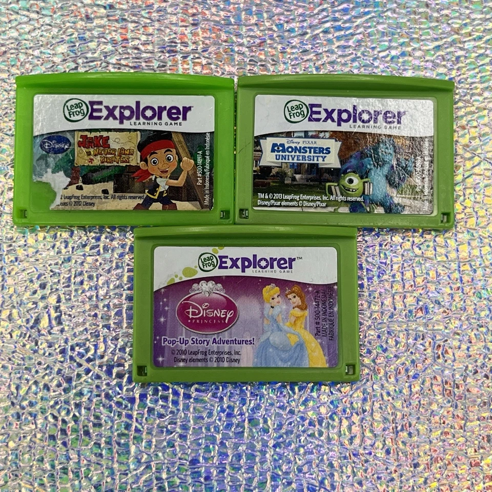 LeapPad Explorer: Monsters University, Jake Never Land, Disney Princess Lot of 3 - Image 1 of 1