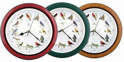 JUSTIME 14" 12 Popular North American Bird's Songs Wall Clock Silent Sweep Movt. - Image 1 of 3
