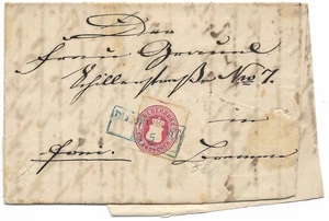 GERMANY Oldenburg 1865 entire with 1 Groschen Mi.17A to Bremen ⊙ 'POST FREE' - Picture 1 of 3