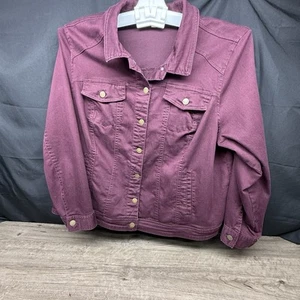WESTPORT Denim Jacket Women's Burgundy Dark Cherry Red 3X - Picture 1 of 9