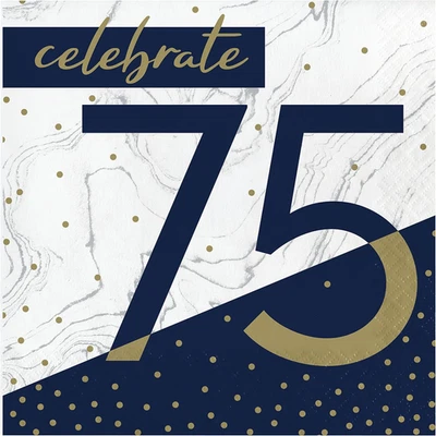 Trendware Navy and Gold 75Th Birthday Napkins, 48 Ct - Image 1 of 4