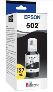 Epson 502 Czarna butelka atramentu EcoTank – 127ml, oryginalna OEM, zapieczętowana, do atramentu NOWA - Zdjęcie 1 z 9
